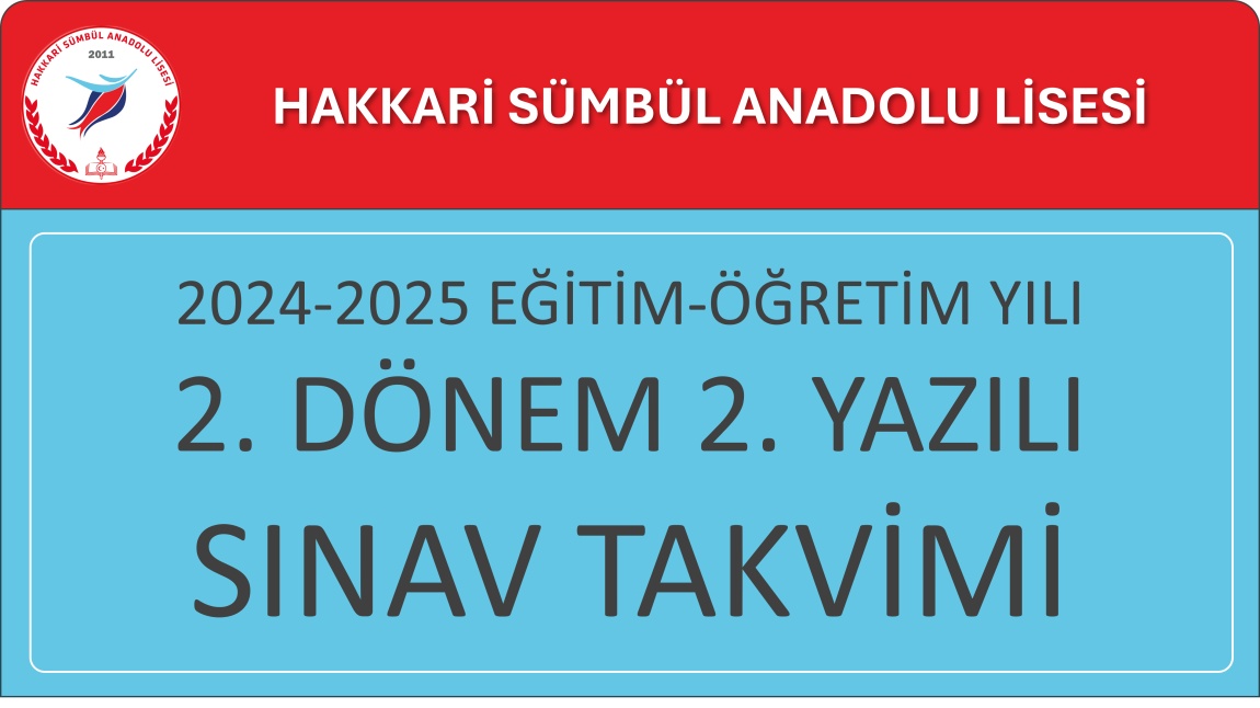 2. Dönem 2. Yazılı Sınav Takvimi